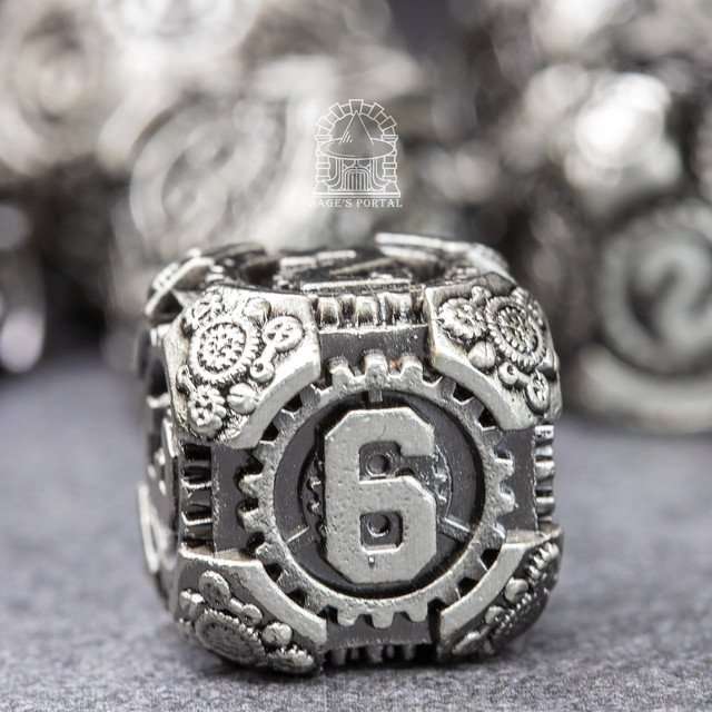 Sage's Artificer's Core Dusk Essence Metal Polyhedral Dice Set image 5