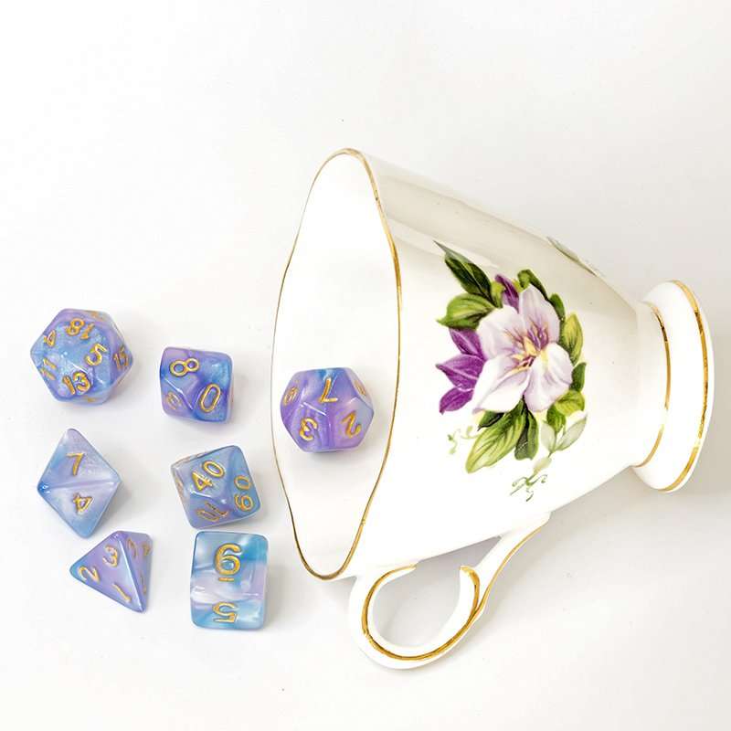 Sage's Stones - Purple/Blue Gold Ink Acrylic Polyhedral Dice Set image 13
