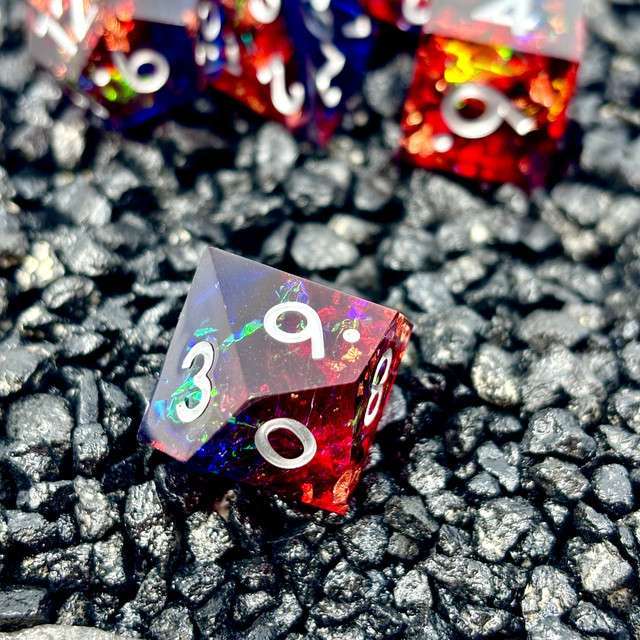 Sage's Enchanted Rainbow Crystals - Sharp Edge Resin Polyhedral Dice Set image 10