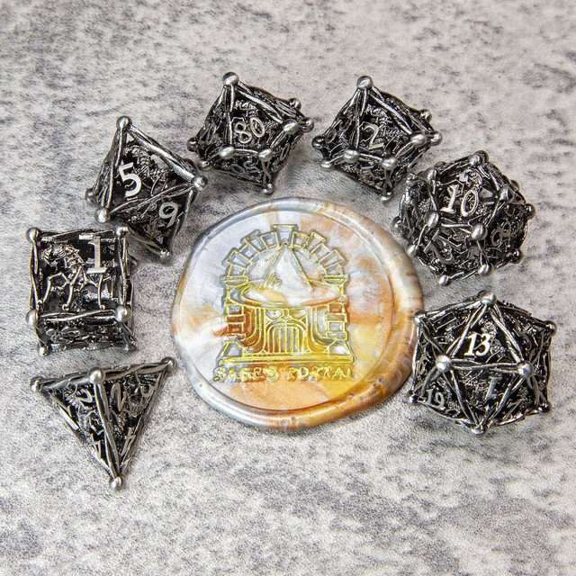 Sage's Ankeg Magical Creature Nickel Hollow Metal Polyhedral Dice Set image 9