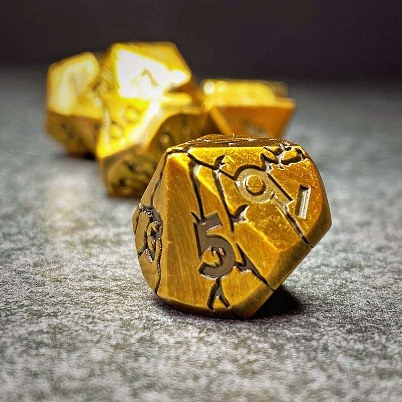 Sage's Relics of Antiquity - Burnished Gold Metal Polyhedral Dice image 5