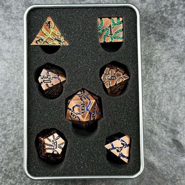 Sage's Warp Stones Copper Galaxy Metal Polyhedral Dice Set image 10