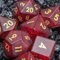 Sage's Kaleidoscopes Red Cracked Glass Frosted Finish Polyhedral Dice Set image 0