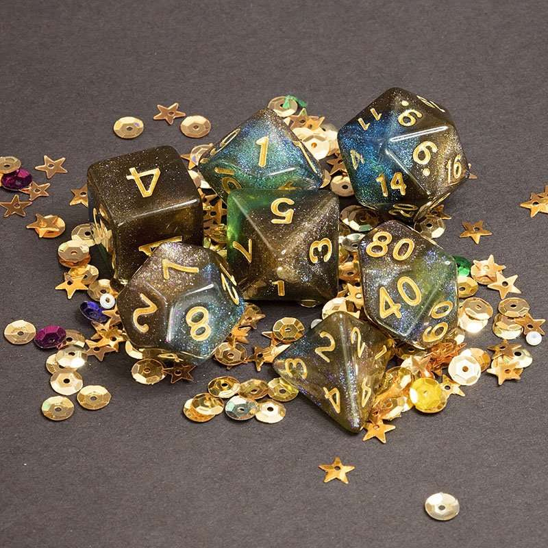 Sage's Shards - Blue/Green/Cola Glitter Polyhedral Dice Set image 13