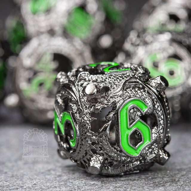 Sage’s Ouroboros Dusk Venom Hollow Metal Polyhedral Dice Set image 5