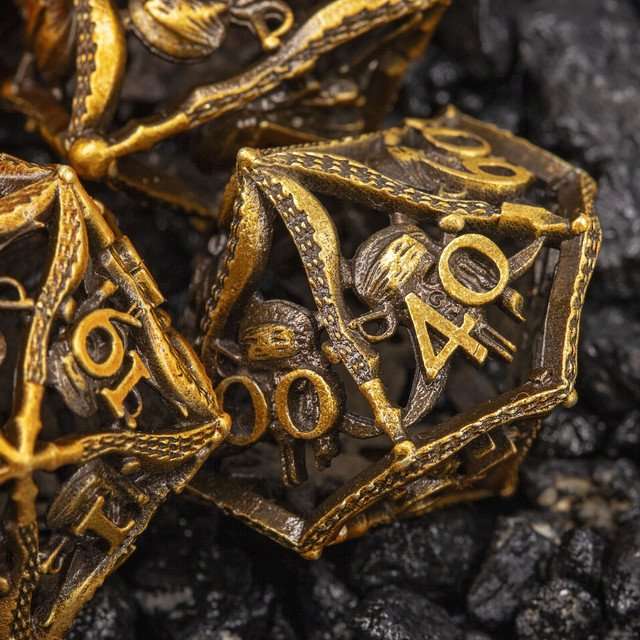 Sage’s Corsairs Copper Blade Hollow Metal Dice Set image 1
