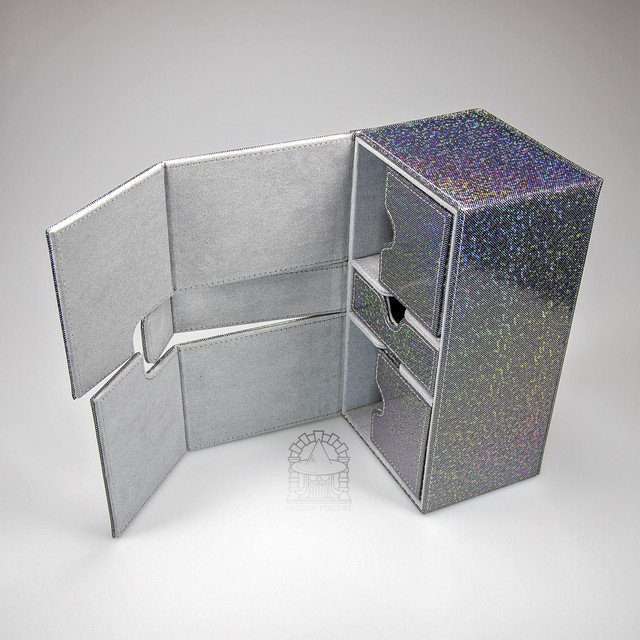 Sage's Premium 3 Drawer Deck Storage Box for TCG, Dice, Jewelry  200mm x 115mm x 90mm - Holo Black image