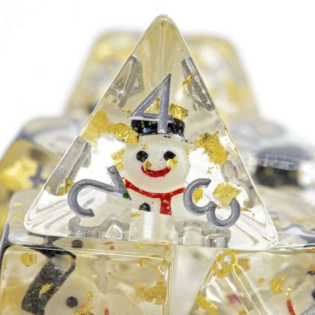 Sage's Familiars - Snowman Resin Silver Ink Polyhedral Dice Set image 10