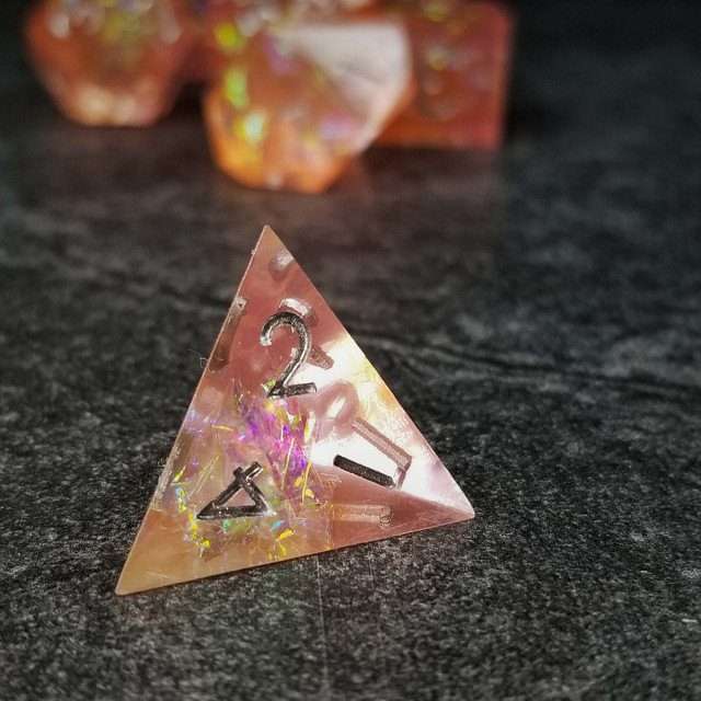 Sage's Enchanted Crystals Pink/Peach Silver Ink Sharp Edge Resin Dice Set image 12