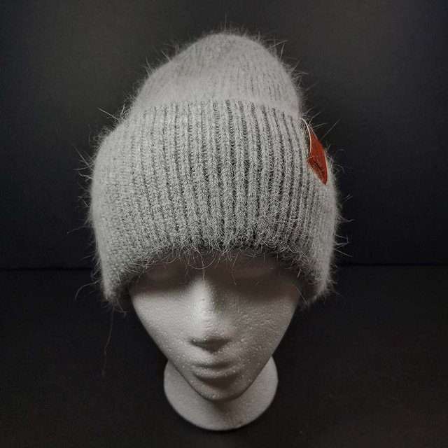 Sage’s Cap – Gray Angora Rabbit Fur Viscose Beanie image 5