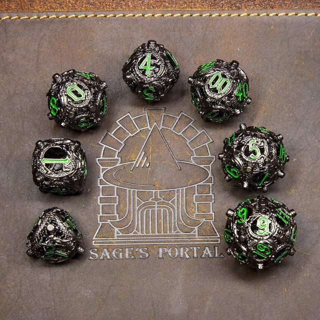 Sage’s Ouroboros Dusk Venom Hollow Metal Polyhedral Dice Set image 7