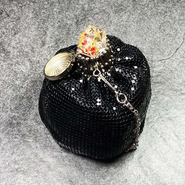 Sage's Gala Purse - Black Metallic Scale Gate-top Dice Bag image 5