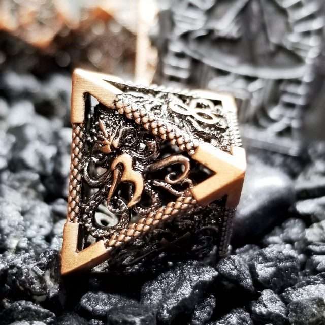 Sage's Cthulhu Shugnahothh Bronze Hollow Metal Polyhedral Dice Set image 2