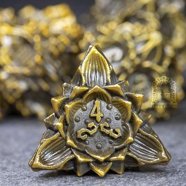 Sage's Deadly Lotus Autumn's Kiss Metal Polyhedral Dice Set image 7