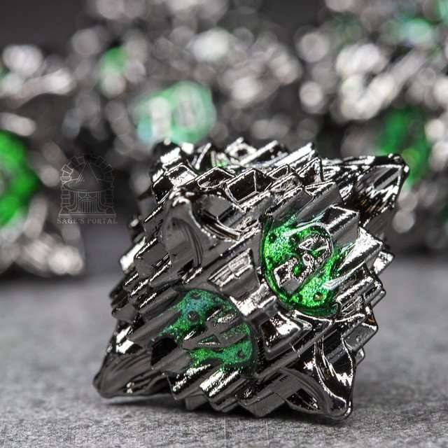Sage's Deadly Lotus Midnight Venom Metal Polyhedral Dice Set image 2