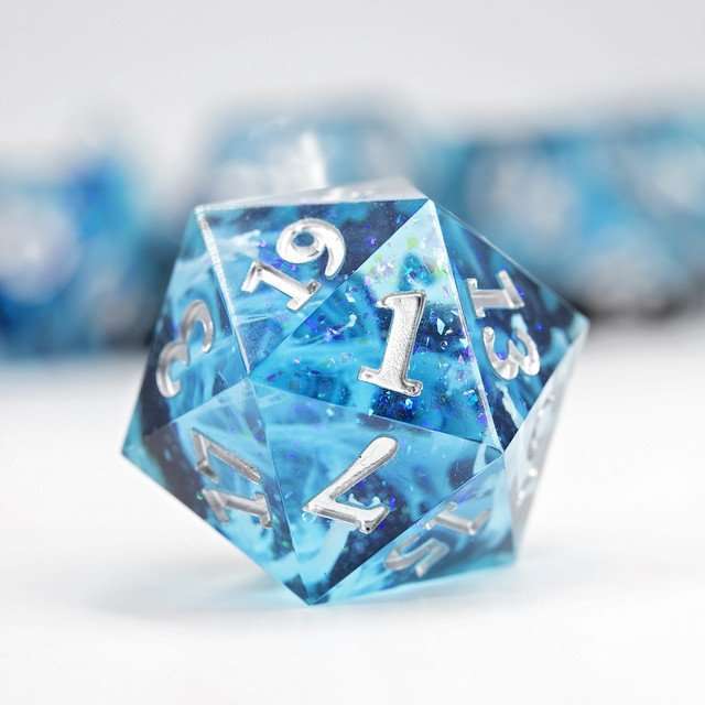 Sage's Ice Flames Sharp Edge Resin Polyhedral Dice Set image 1