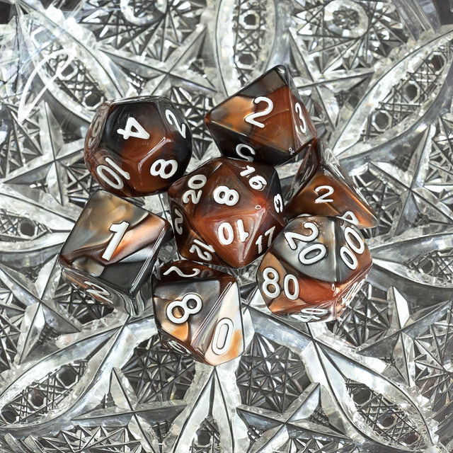 Sage's Stones - Copper/Mica Acrylic Polyhedral Dice Set