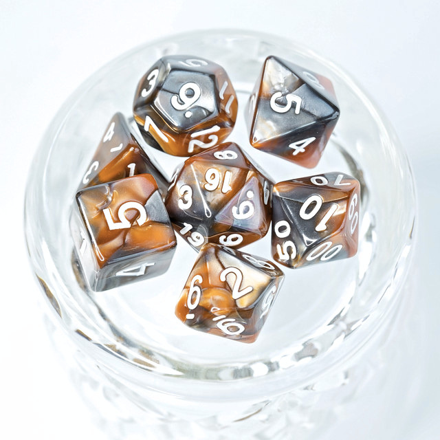 Sage's Stones - Copper/Mica Acrylic Polyhedral Dice Set