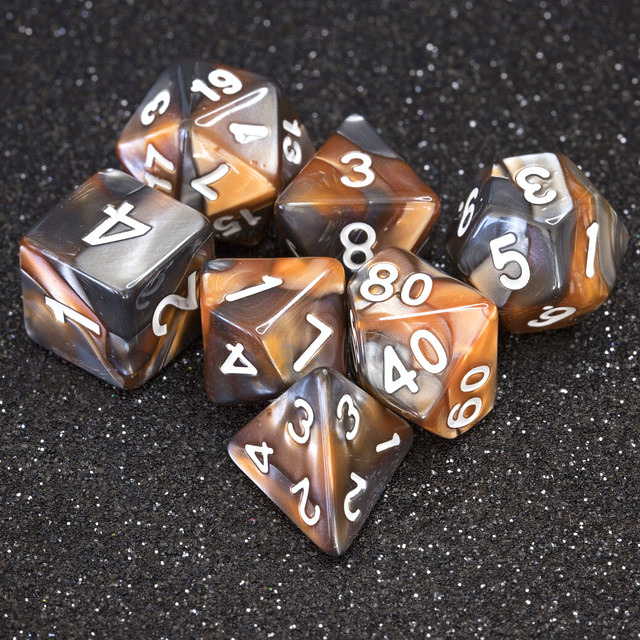 Sage's Stones - Copper/Mica Acrylic Polyhedral Dice Set