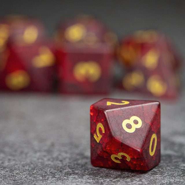 Sage's Kaleidoscopes Red Cracked Glass Frosted Finish Polyhedral Dice Set image 5