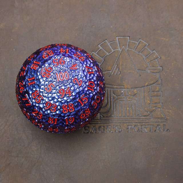 Sage’s Dragon Egg Purple/Blue d100 Metal Dice image 3