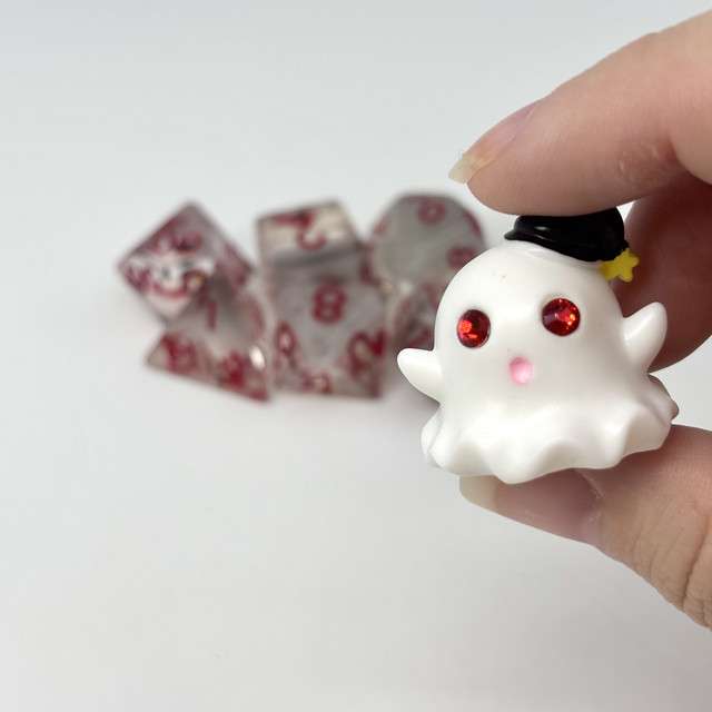 Sage's Sleepy Ghost Familiar Resin Polyhedral Dice Set + Toy image 5