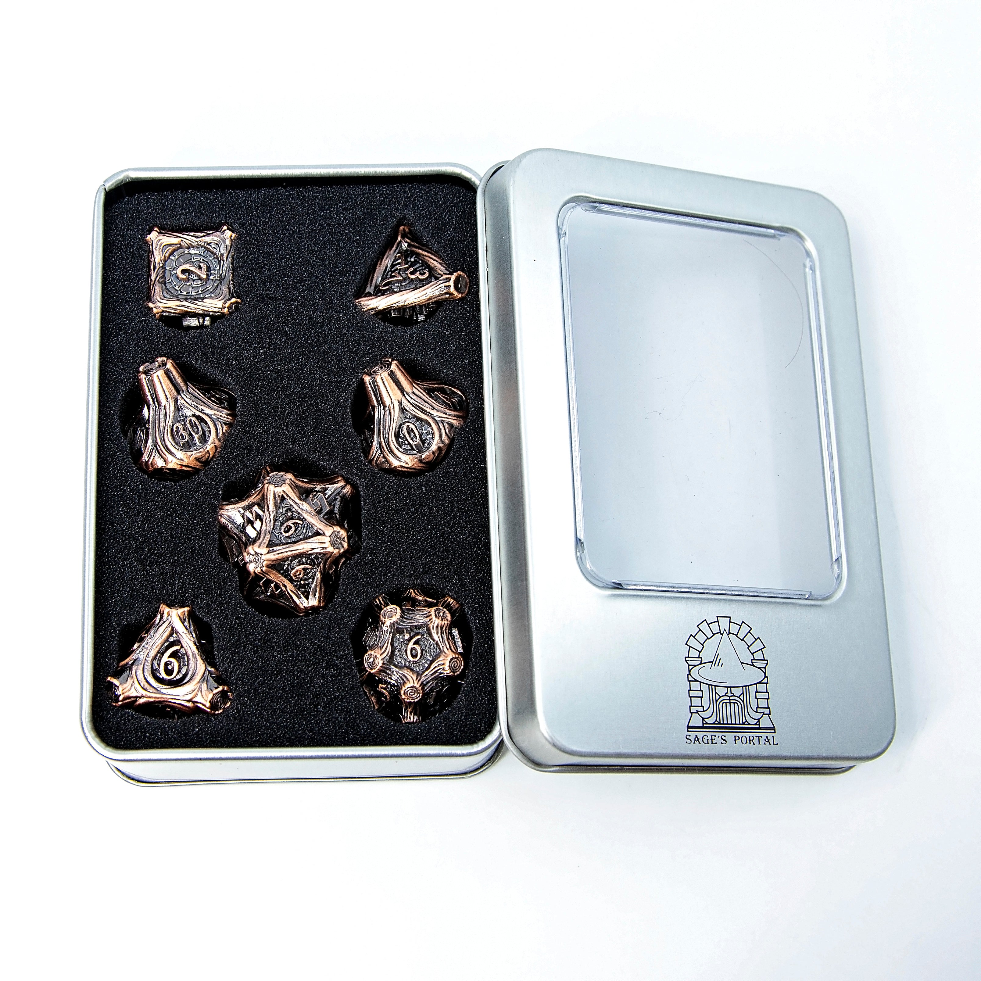 Tree Branch Metal DND Dice Set | Sage’s Petrified Groves Elderwood | Antique Copper Wood Themed Druid Dice