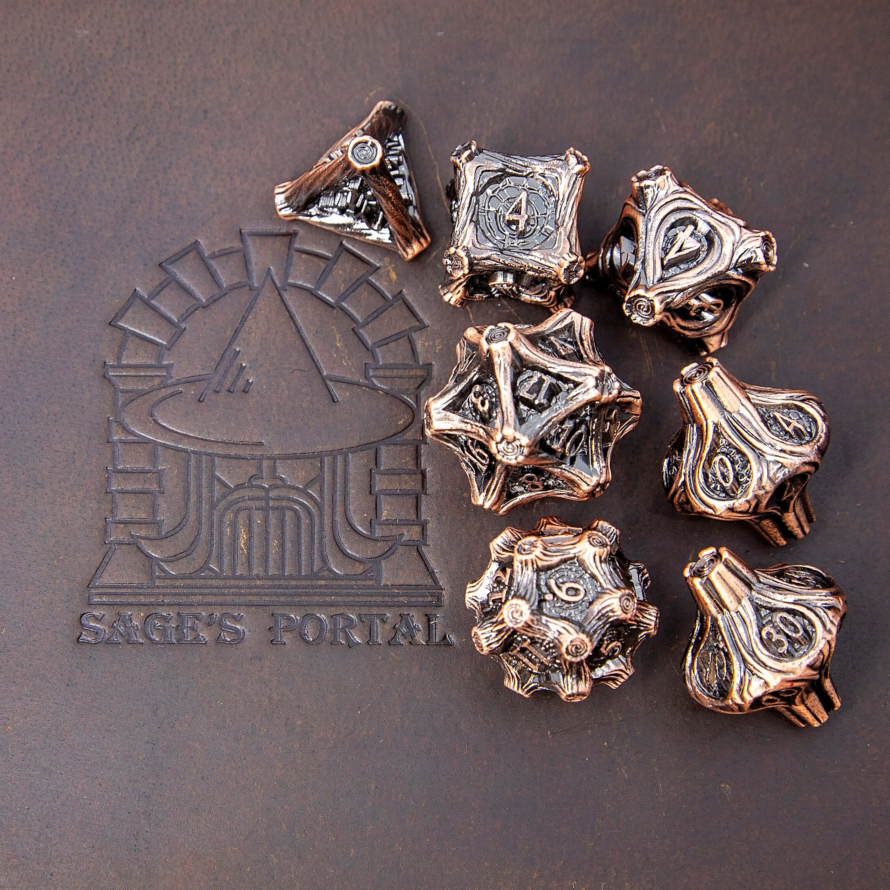 Tree Branch Metal DND Dice Set | Sage’s Petrified Groves Elderwood | Antique Copper Wood Themed Druid Dice