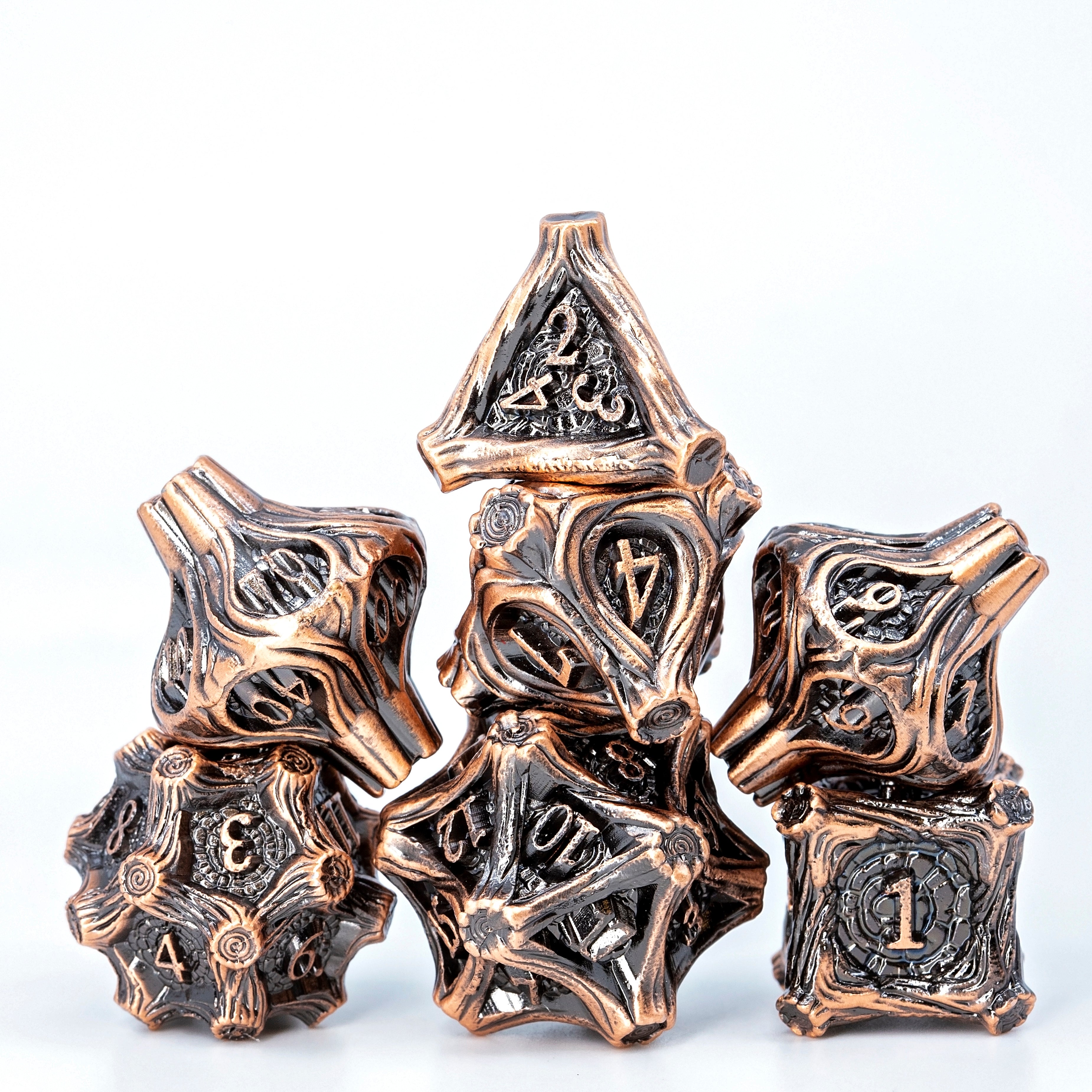 Tree Branch Metal DND Dice Set | Sage’s Petrified Groves Elderwood | Antique Copper Wood Themed Druid Dice