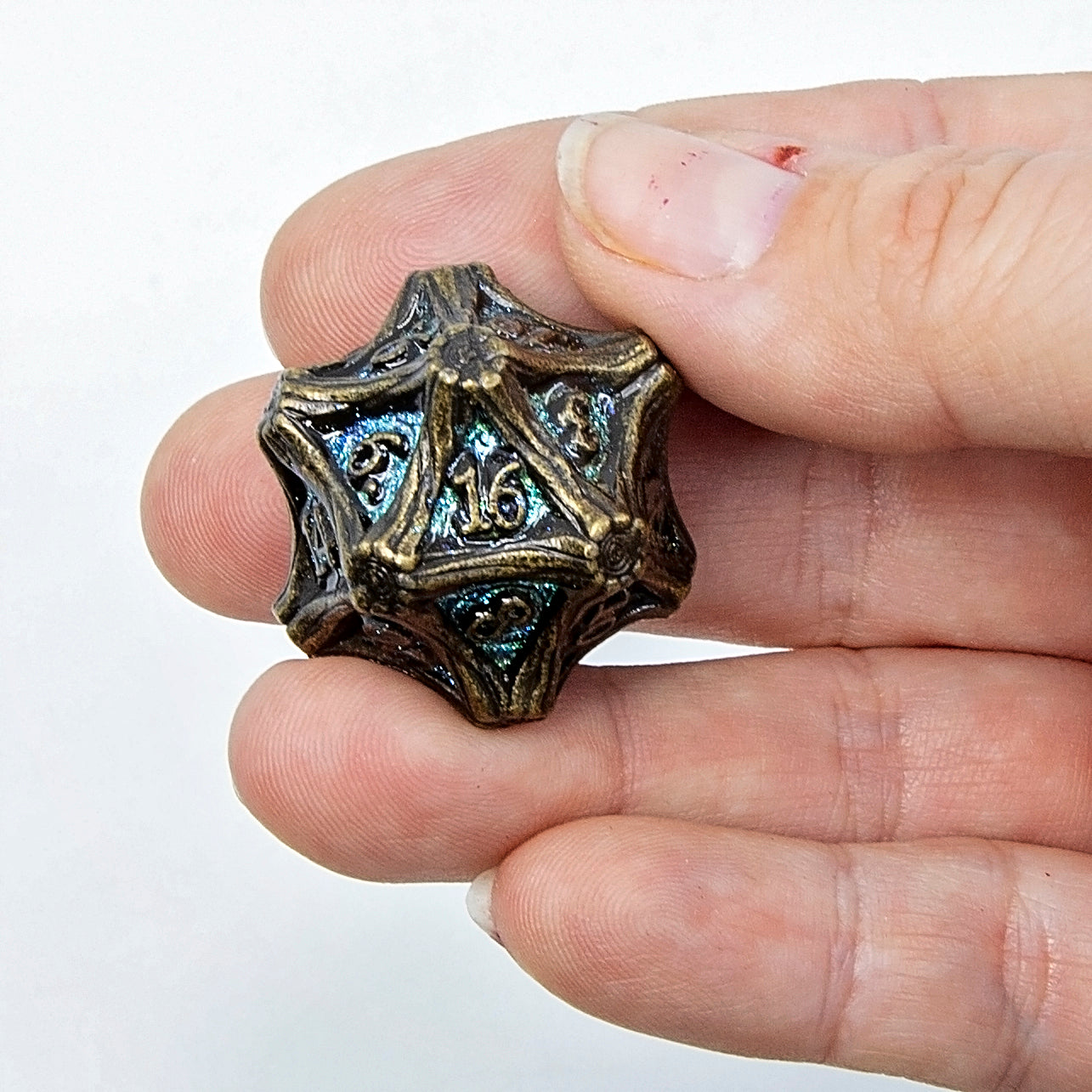Tree Branch Metal DND Dice Set | Sage’s Petrified Groves Brinewood | Antique Gold & Aqua Themed Druid Dice