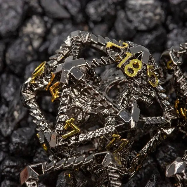 Sage's Draconic Prison Midnight Cage Hollow Metal Dice Set image 0
