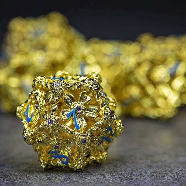 Sage's Gilded Rose Hollow Metal Polyhedral Dice Set image 5