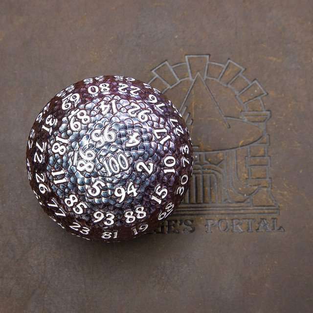 Sage’s Dragon Egg Purple/Red d100 Metal Dice image 2