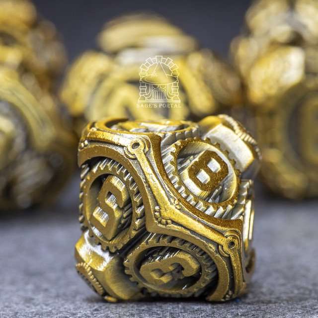 Sage's Artificer's Core Bronze Essence Metal Polyhedral Dice Set image 4