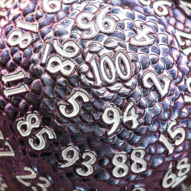 Sage’s Dragon Egg Purple/Red d100 Metal Dice image 1