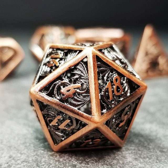 Sage's Dragonstones - Elder Dragon Copper Hollow Metal Polyhedral Dice Set image 19