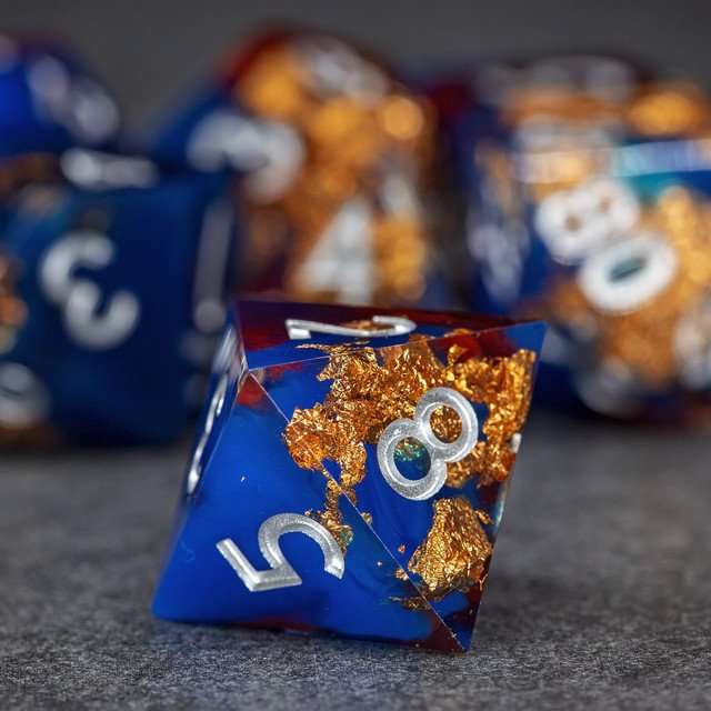 Sage's Geomancy Red/Blue Sharp Edge Resin Dice Set image 5