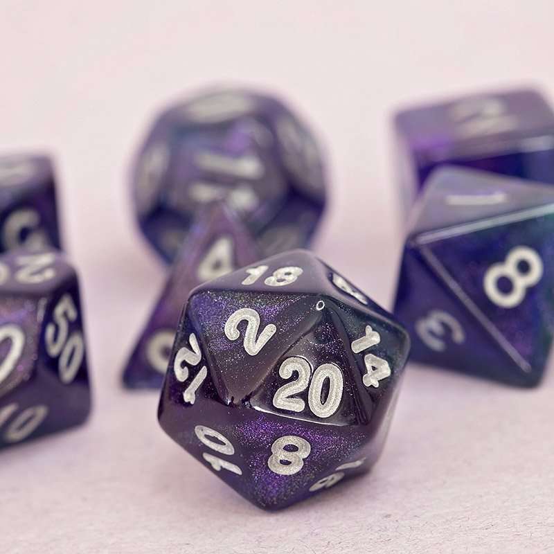 Sage's Shards - Purple/Blue/Green Glitter Polyhedral Dice Set image 2