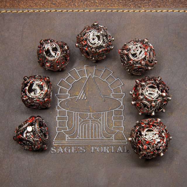 Sage’s Ouroboros Nickel Carnage Hollow Metal Polyhedral Dice Set image 9