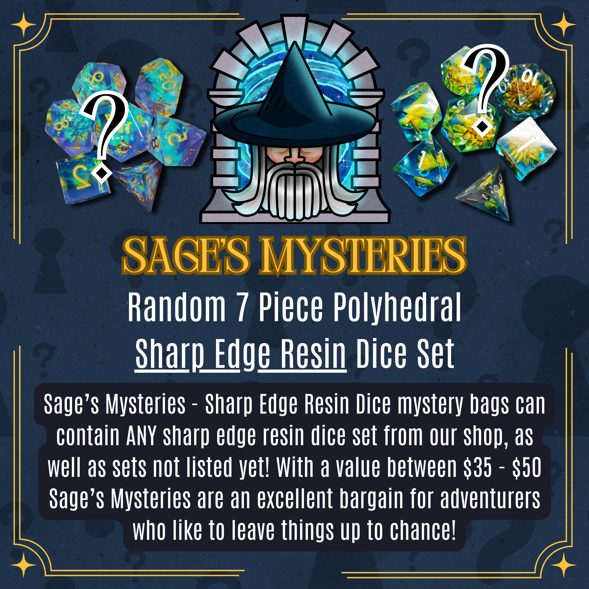 Sage's Mysteries - Sharp Edge Resin Dice Grab Bag
