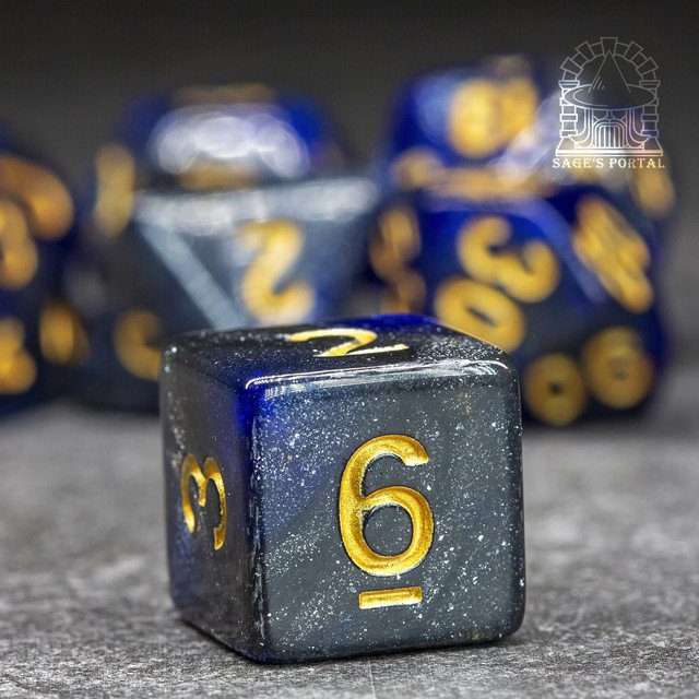Sage's Shards - Blue/Purple Glitter Gold Ink Polyhedral Dice Set image 6