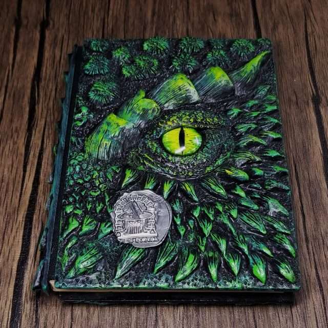 Eye of the Green Dragon Notebook | Handmade Notebook for TTRPG, Sketchbook, Diary image 1