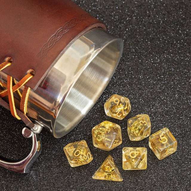 Sage's Familiars - Golden Skull Familiar Resin Polyhedral Dice Set image 9