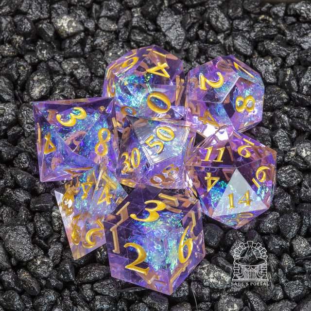 Sage's Exaltations - Lilac Grove Sharp Edge Resin Dice Set image 0
