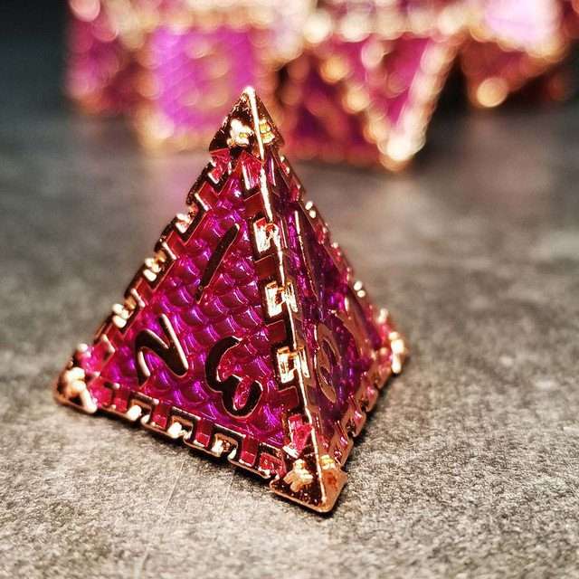 Sage's Dragonstones - Chained Drake Purple Copper Metal Polyhedral Dice Set image 6