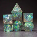 Sage's Enchanted Crystals Grey/Green Sharp Edge Resin Dice Set image 0