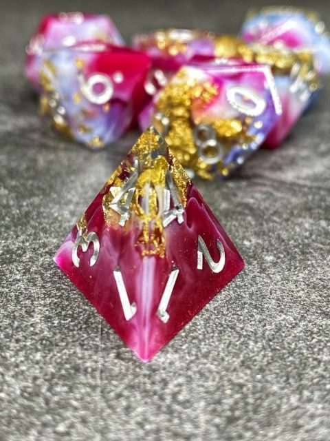 Sage's Geomancy Red/Magenta Sharp Edge Resin Dice Set image 8