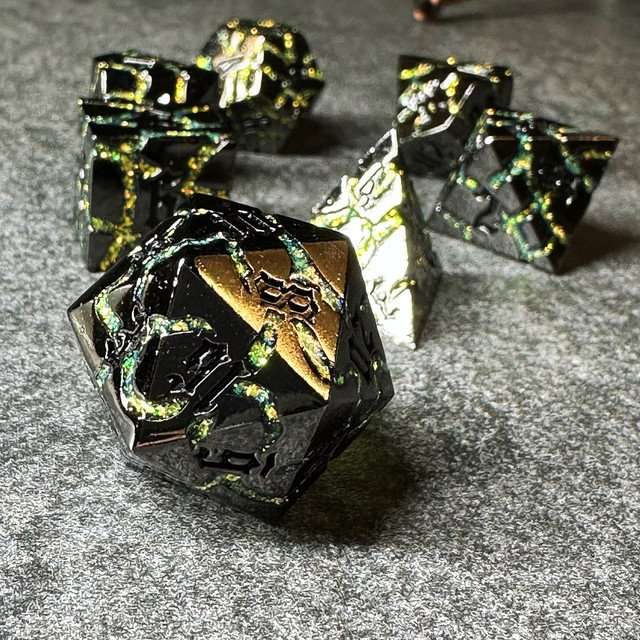 Sage's Warp Stones Yellow Star Metal Polyhedral Dice Set image 7