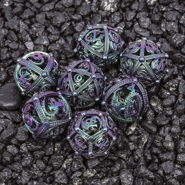Sage’s Dragon Orb Deadly Nightshade Hollow Metal Dice Set image 2