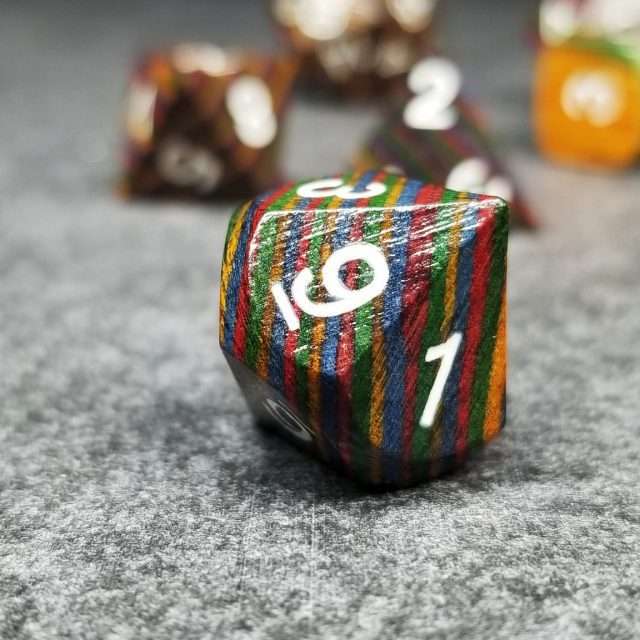Sage's Trees - Dark Rainbow Colored Technical Wood Polyhedral Dice Set image 3